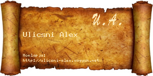 Ulicsni Alex névjegykártya